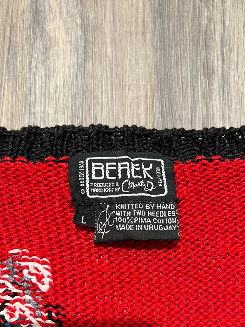 Vintage 1988 Berek Hand Knit Dog Novelty Cardigan Sweater size Large - Picture 3 of 8